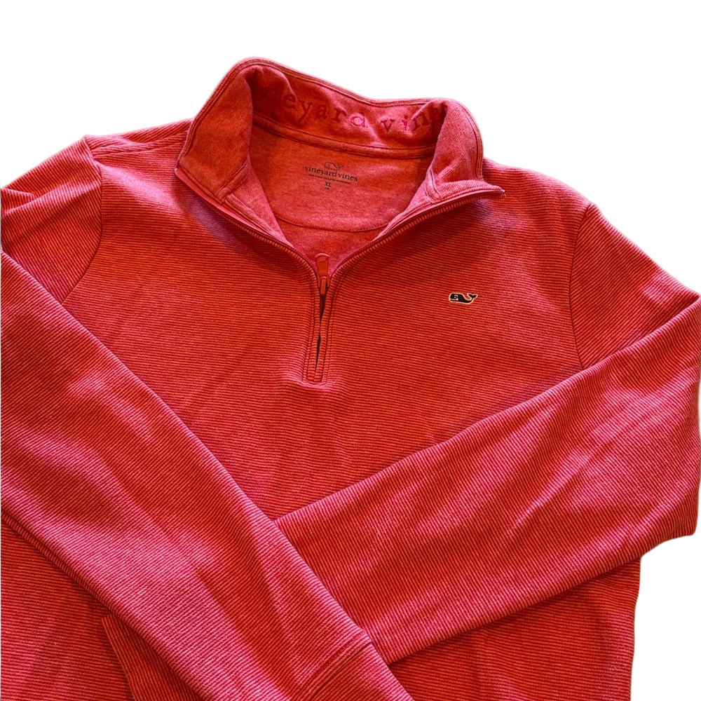 Vineyard Vines Coral 1/4 Zip Pullover Kids XL Whale Logo Sweater